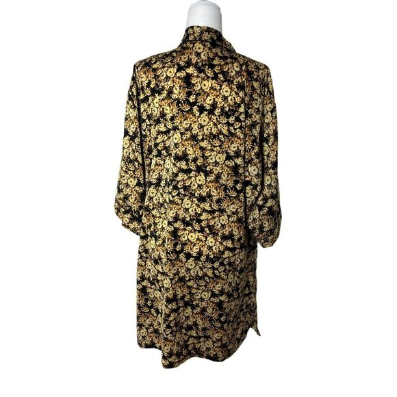 Treasure & Bond Womens Kimono Yellow Black Bold Floral One Size - Picture 2 of 7